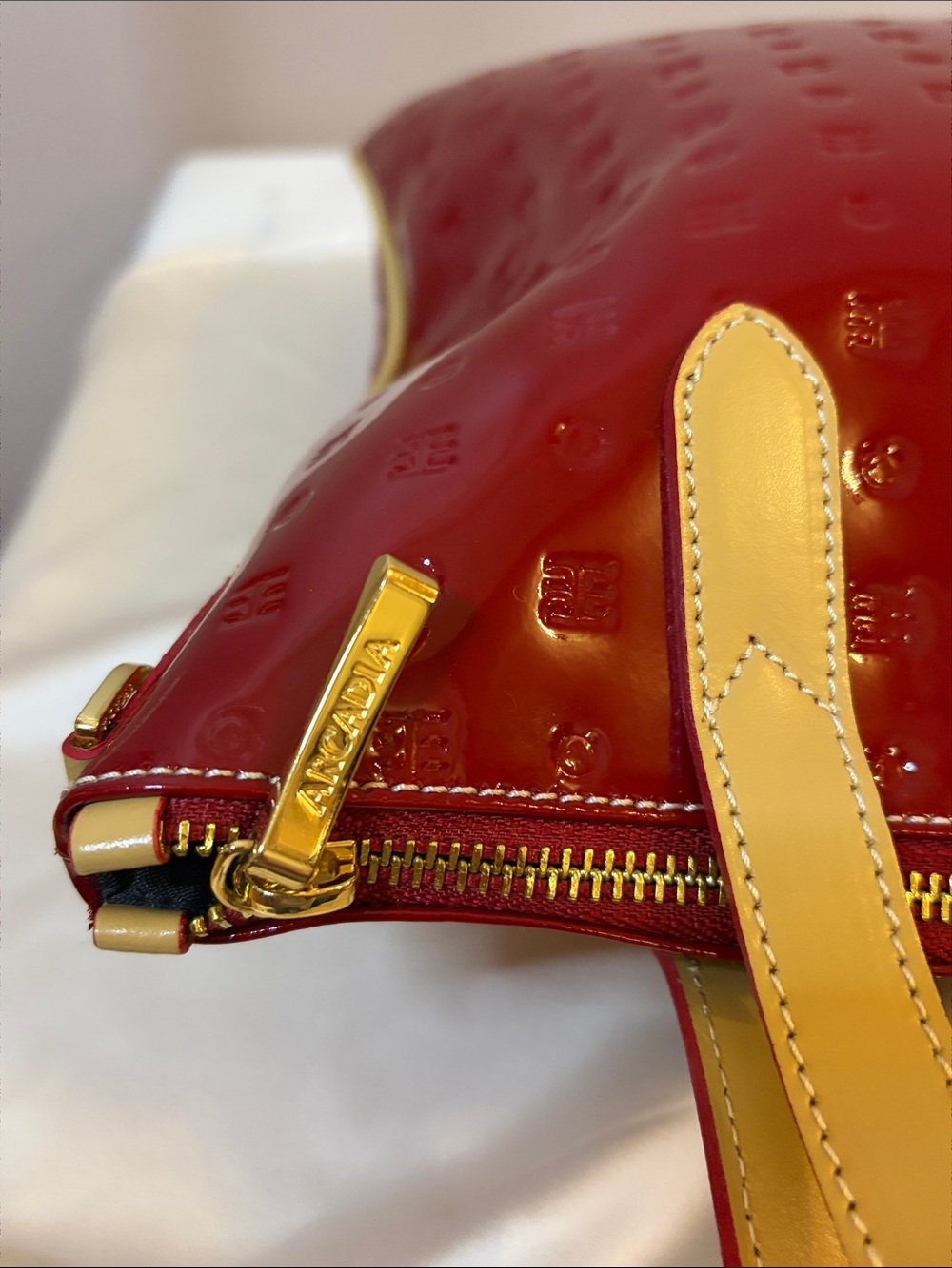 Arcadia Red Patent Tote with Cream Handles - Picture 5 of 7